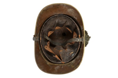 Lot 409 - A FRENCH BRASS FIREMAN'S HELMET, LATE 19TH CENTURY