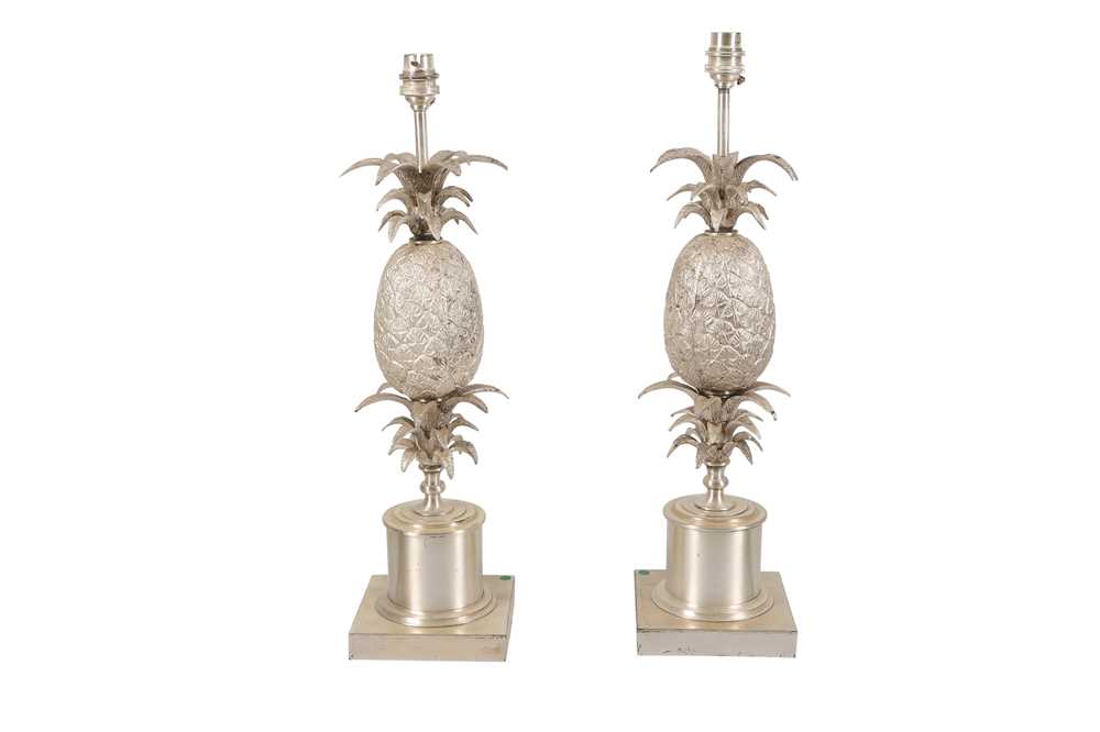 Lot 93 - A PAIR OF SILVER PLATED LAMPS, IN THE MANNER OF MAISON CHARLES, 20TH CENTURY