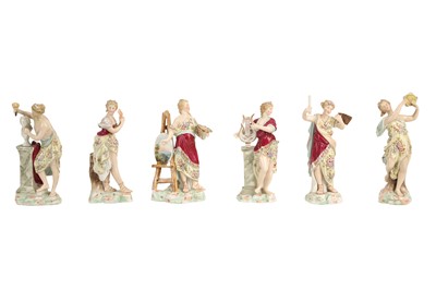 Lot 66 - A SET OF SIX CONTINENTAL PORCELAIN FIGURES REPRESENTING THE ARTS, LATE 19TH/EARLY 20TH CENTURY