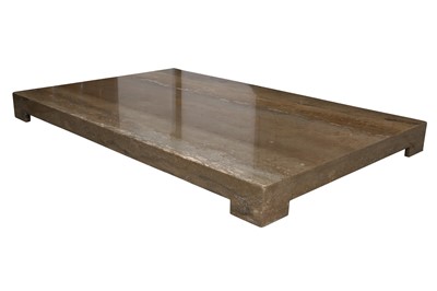 Lot 351 - A CONTEMPORARY RECTANGULAR BROWN MARBLE LOW TABLE