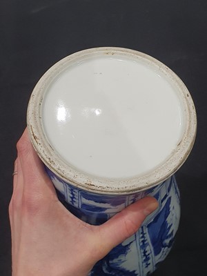 Lot 78 - A CHINESE BLUE AND WHITE BALUSTER 'LANDSCAPE' VASE.