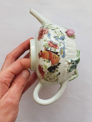 Lot 51 - A CHINESE FAMILLE ROSE 'COCKEREL' TEAPOT AND COVER.