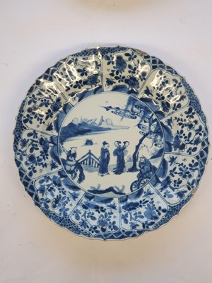 Lot 485 - THREE CHINESE BLUE AND WHITE DISHES.
