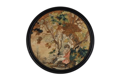 Lot 273 - Circular Embroidered Panel, c. 19th.