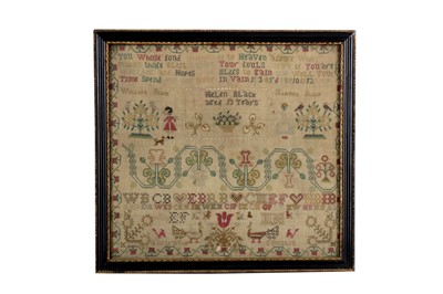 Lot 280 - English Embroidered Sampler by Helen Black, c. 19th.