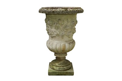Lot 54 - A RECONSTITUTED STONE CAMPANA FORM GARDEN PLANTER
