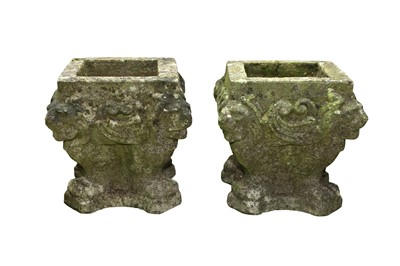 Lot 43 - A PAIR OF RECONSTITUTED STONE GARDEN PLANTERS