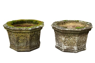 Lot 47 - A PAIR OF RECONSTITUTED STONE GARDEN PLANTERS