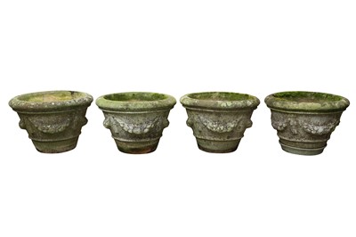 Lot 49 - A SET OF FOUR RECONSTITUTED STONE GARDEN PLANTERS
