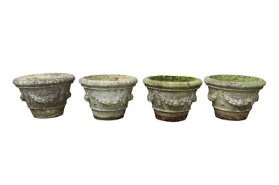 Lot 51 - A SET OF FOUR RECONSTITUTED STONE GARDEN PLANTERS
