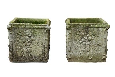 Lot 45 - A PAIR OF RECONSTITUTED STONE GARDEN PLANTERS