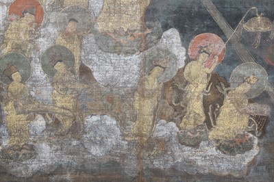 Lot 442 - A BUDDHIST PAINTING OF ‘DESCENT OF AMIDA’