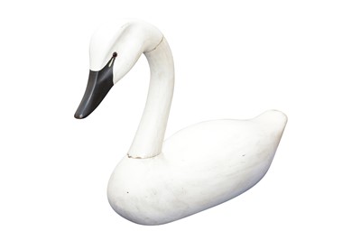 Lot 275 - A CARVED AND PAINTED WOODEN DECOY SWAN