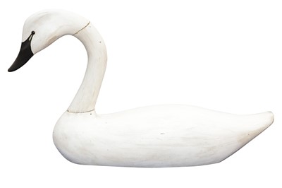 Lot 275 - A CARVED AND PAINTED WOODEN DECOY SWAN