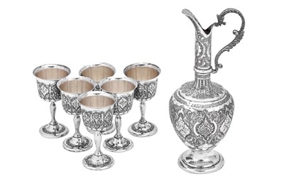 Lot 163 - A mid-20th century Iranian (Persian) silver drinks set, Isfahan circa 1960
