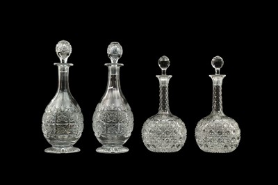 Lot 91 - A NEAR PAIR OF THOMAS WEBB & SONS CUT GLASS DECANTERS, 20TH CENTURY