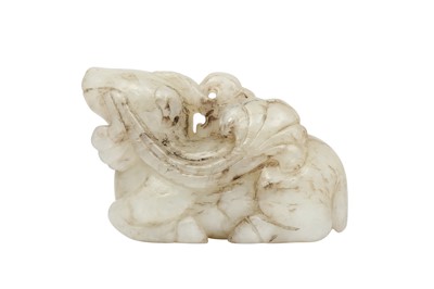 Lot 238 - A CHINESE GREY JADE CARVING OF A DEER.