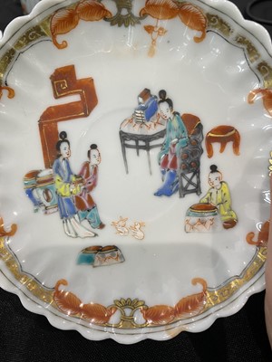 Lot 293 - A RARE CHINESE FAMILLE ROSE GLASS CUP AND SAUCER.