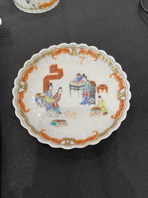 Lot 293 - A RARE CHINESE FAMILLE ROSE GLASS CUP AND SAUCER.