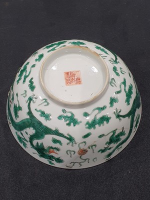 Lot 143 - TWO CHINESE BOWLS AND TWO MONOCHROME WASHERS.