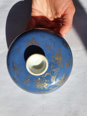 Lot 132 - THREE CHINESE POWDER-BLUE AND GILT-DECORATED PIECES.