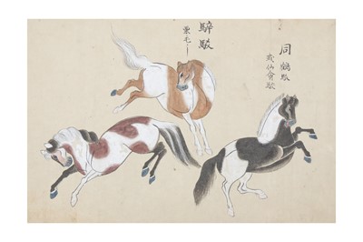 Lot 431 - SIX JAPANESE PAINTINGS OF FISH AND HORSES.