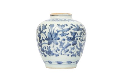 Lot 442 - A CHINESE BLUE AND WHITE 'BLOSSOMS' JAR.