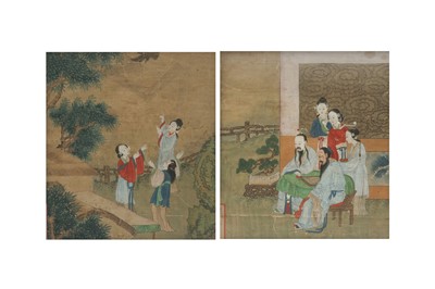 Lot 695 - TWO CHINESE FIGURATIVE PAINTINGS.