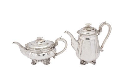 Lot 455 - A George IV sterling silver four-piece tea and coffee service, London 1826 by Joseph Angell I (first reg. 7th Oct 1811, this mark 8th April 1824)