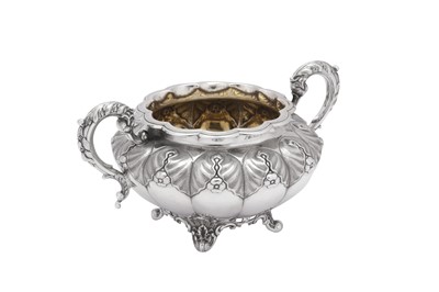 Lot 425 - A Victorian sterling silver twin handled sugar bowl, London 1847 by messrs Savory