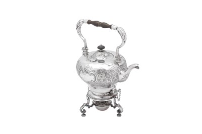 Lot 327 - An early 20th century silver plated wrought copper kettle on burner stand, circa 1930 by the Duchess of Sutherland Cripples Guild