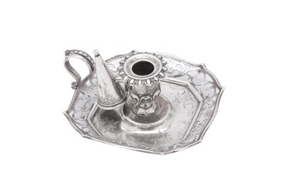 Lot 413 - A Victorian sterling silver chamberstick, London 1851 by Charles Thomas Fox and George Fox