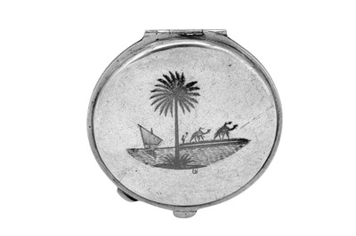 Lot 177 - A mid-20th century Iraqi silver and niello compact, Basra or Omara circa 1940 signed Saleh