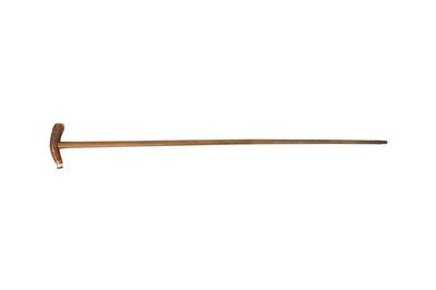 Lot 726 - λ A RHINOCEROS HORN WALKING STICK WITH AN ANTLER HANDLE.