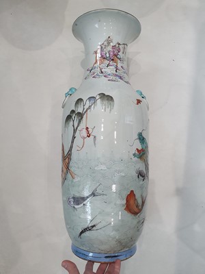 Lot 117 - A LARGE CHINESE FAMILLE ROSE 'IMMORTALS' RAFT' VASE.