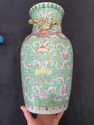Lot 112 - A PAIR OF CHINESE FAMILLE ROSE VASES.
