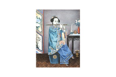 Lot 374 - λ A CHINESE MINIATURE PAINTING OF A LADY.