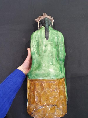 Lot 268 - A LARGE CHINESE FAMILLE VERTE FIGURE OF GUANYIN.