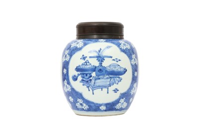 Lot 204 - A CHINESE BLUE AND WHITE 'HUNDRED TREASURES' JAR.