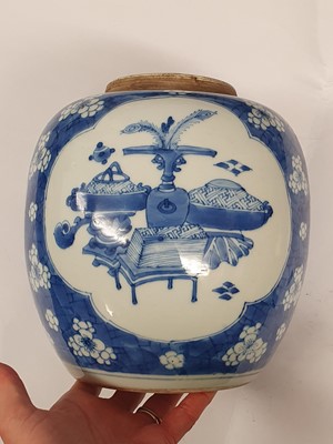 Lot 204 - A CHINESE BLUE AND WHITE 'HUNDRED TREASURES' JAR.