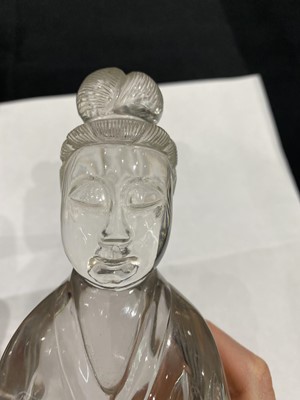 Lot 257 - A CHINESE ROCK CRYSTAL FIGURE OF GUANYIN.
