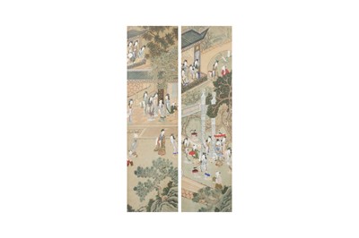 Lot 678 - A PAIR OF CHINESE WALLPAPER PANELS.