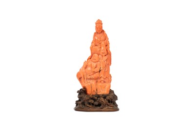 Lot 259 - A CHINESE CORAL 'IMMORTALS' GROUP.