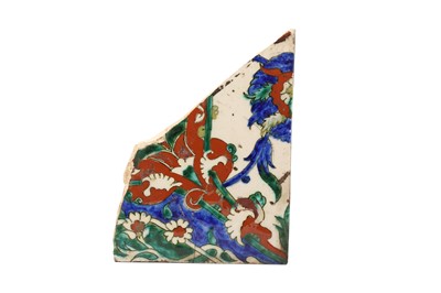 Lot 340 - A FRAGMENTED POTTERY TILE WITH HATAYI MOTIF