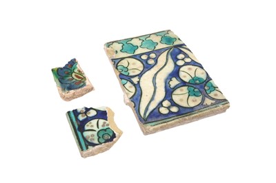 Lot 339 - SEVEN IZNIK POTTERY TILE FRAGMENTS