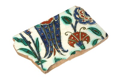 Lot 339 - SEVEN IZNIK POTTERY TILE FRAGMENTS