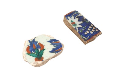 Lot 339 - SEVEN IZNIK POTTERY TILE FRAGMENTS