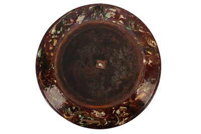 Lot 225 - A GERMAN POTTERY PLATE, PROBABLY 18TH CENTURY