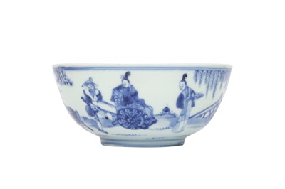 Lot 243 - A CHINESE BLUE AND WHITE FIGURATIVE BOWL