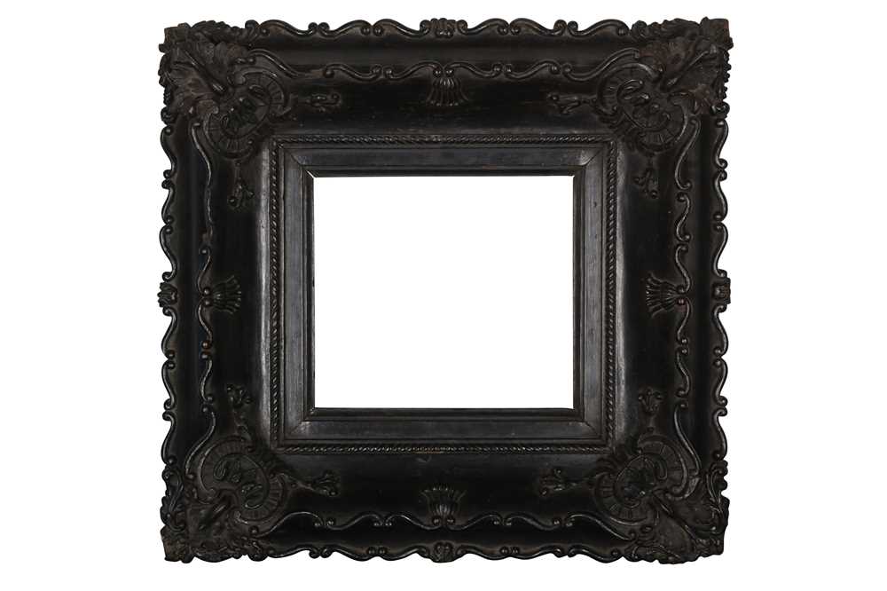 Lot 85 - AN 18TH CENTURY CHINA TRADE , LOUIS XV STYLE EBONISED POSSIBLY ZITAN WOOD CARVED FRAME
